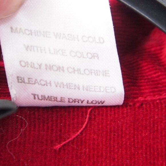 Harve Benard by Benard Holtzman Red Button Front Corduroy Long Sleeve Top Size L - Picture 6 of 9